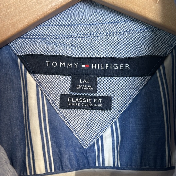 Tommy Hilfiger Blue Striped Short Sleeve Button Up - Picture 3 of 5
